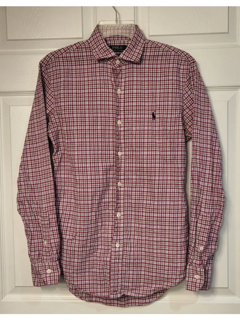 Polo Ralph Lauren Slim Fit Plaid Checkered Pink/Multi Button Down Shirt Small